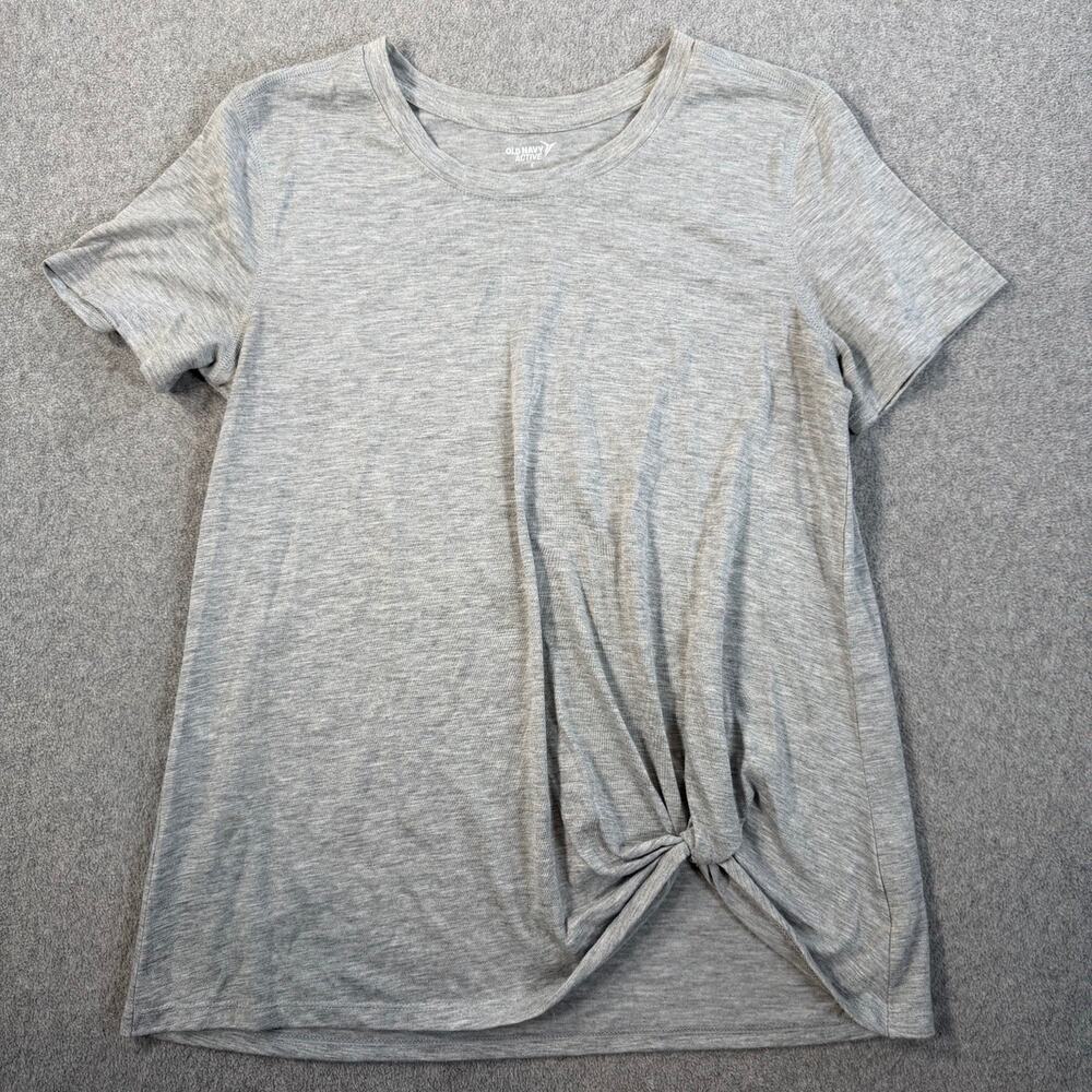 Old Navy Active Women's Small Knot Hem Short Sleeve Top Heather Gray Go-Dry